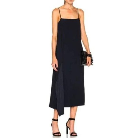 Helmut Lang Navy Side Drape Midi Tank Dress - XS - Picture 1 of 12
